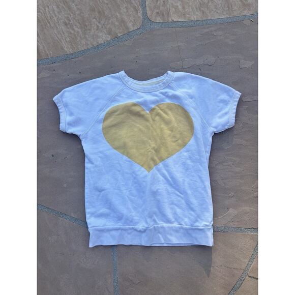 PEEK Girls Heart Short Sleeve Sweatshirt Pullover Crew Neck Top Size 12 - Picture 1 of 3